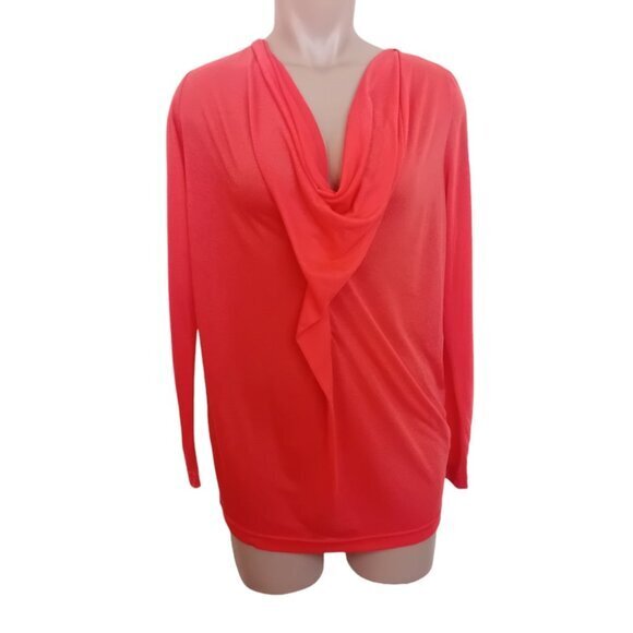 The Bay Women's Rococo Sheer Red Lightweight Blouse Cowl Neck Ruched NO SIZE - Picture 1 of 11